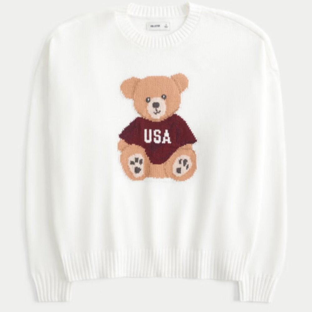 Hollister Teddy Bear Graphic Crewneck Sweater